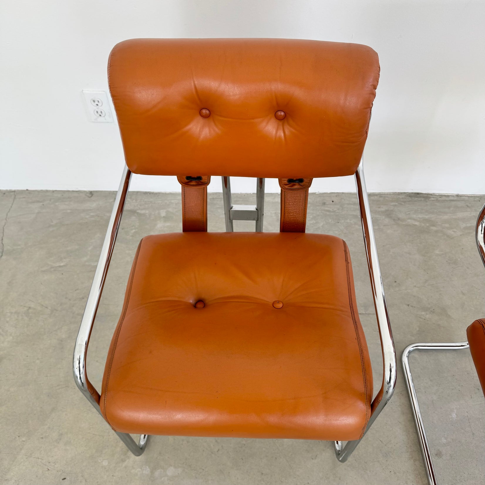 Set of 4 'Tucroma' Chairs in Cognac Leather