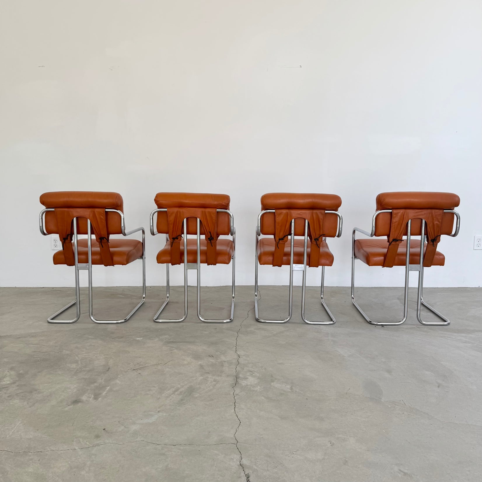 Set of 4 'Tucroma' Chairs in Cognac Leather