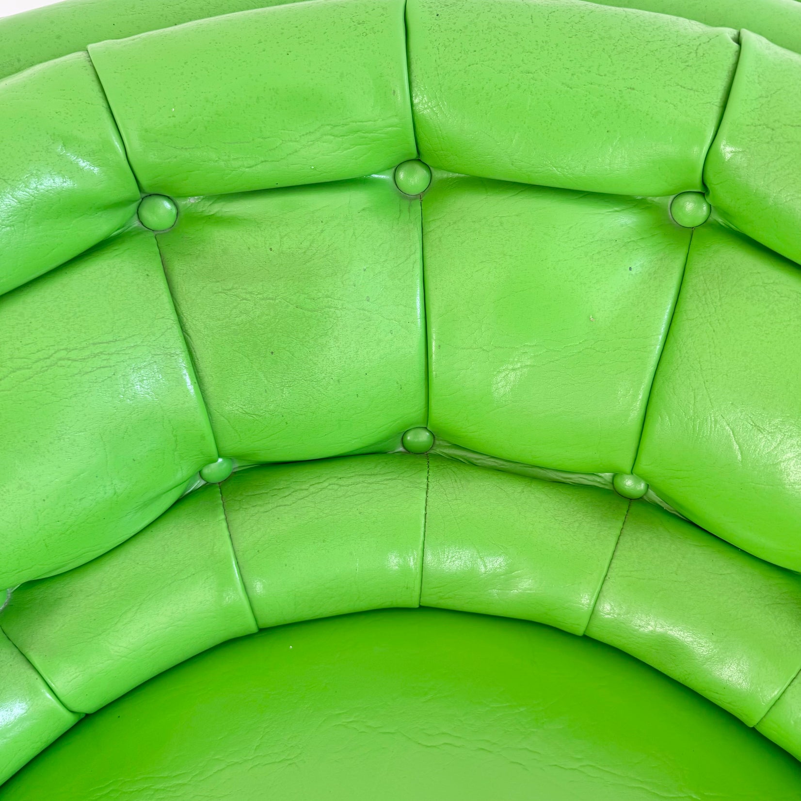 Pair of Green Vinyl Swivel Chairs