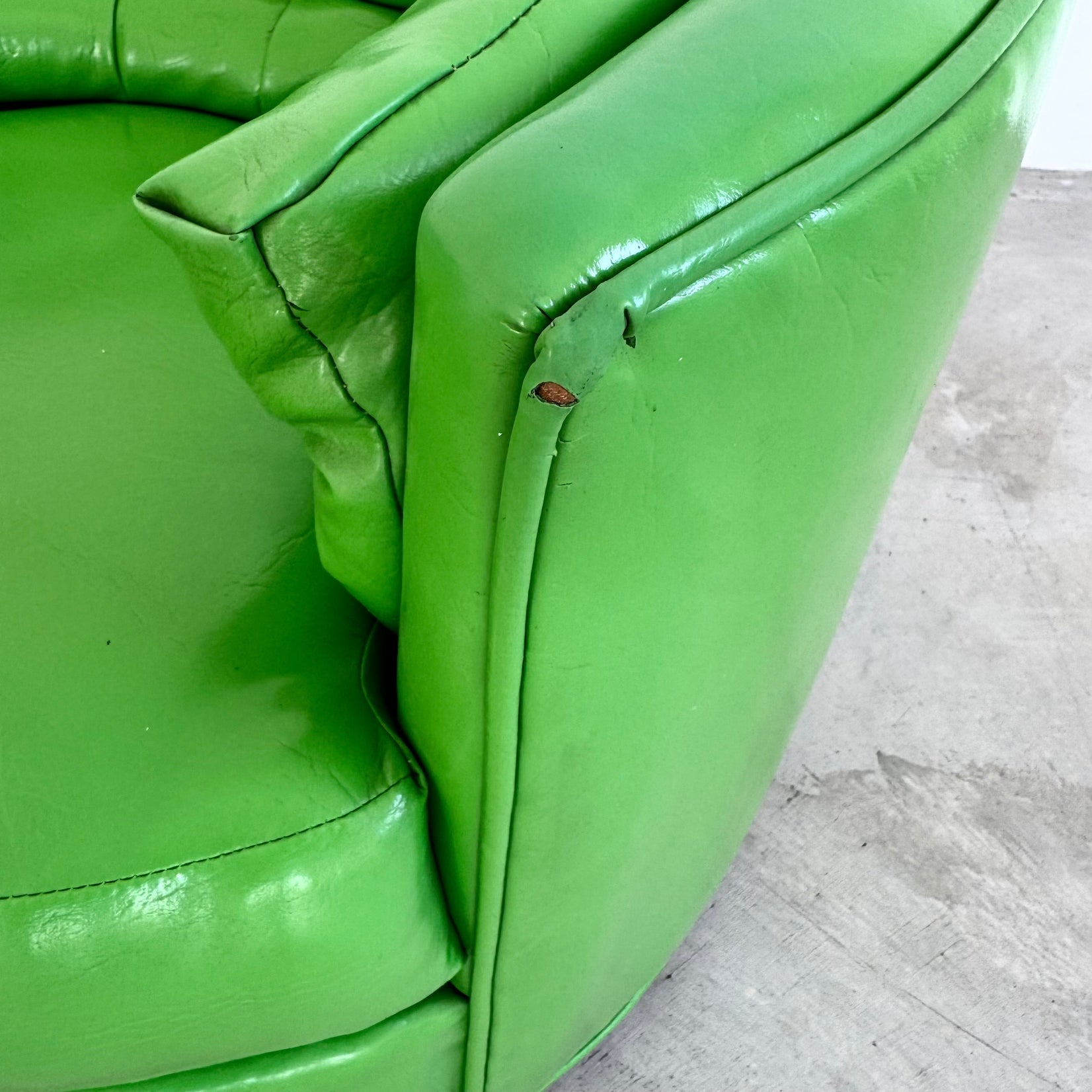 Pair of Green Vinyl Swivel Chairs