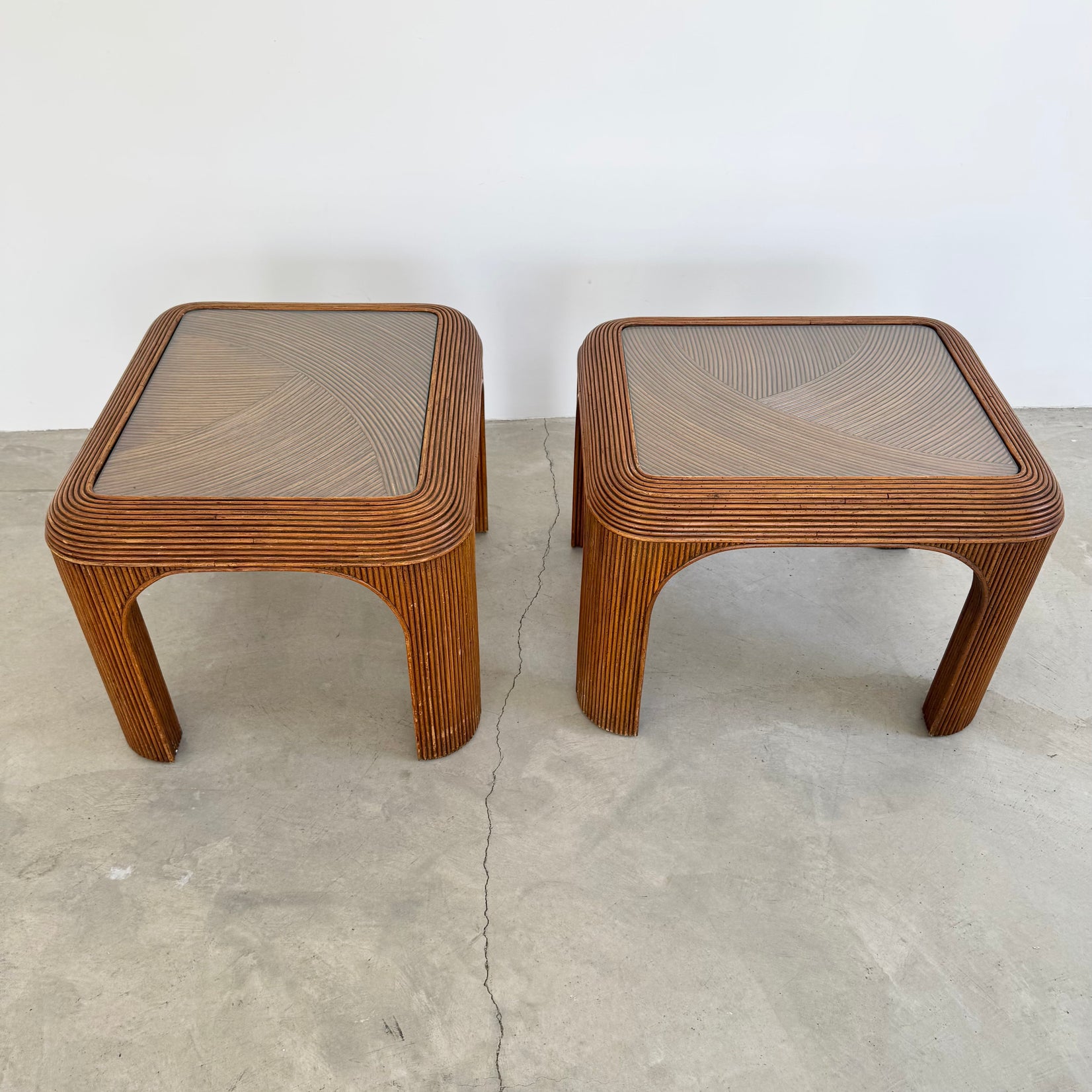 Pair of Pencil Reed Night Side Tables