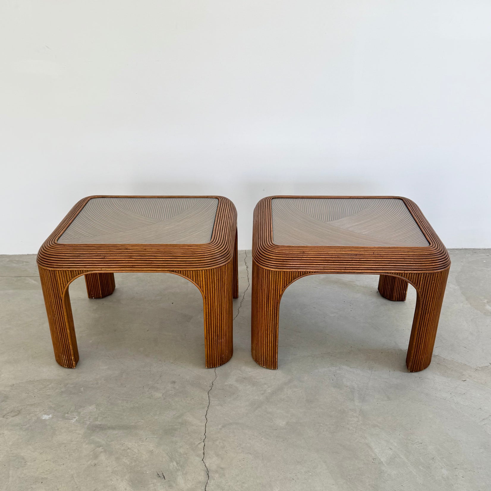Pair of Pencil Reed Night Side Tables