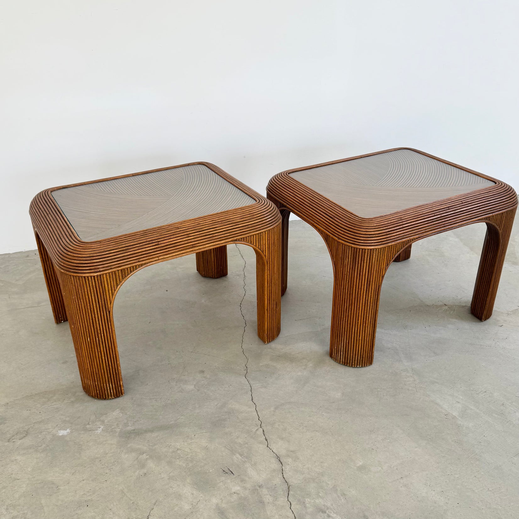 Pair of Pencil Reed Night Side Tables