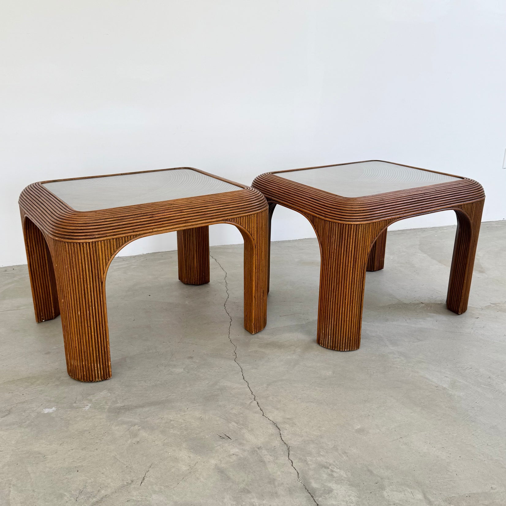 Pair of Pencil Reed Night Side Tables