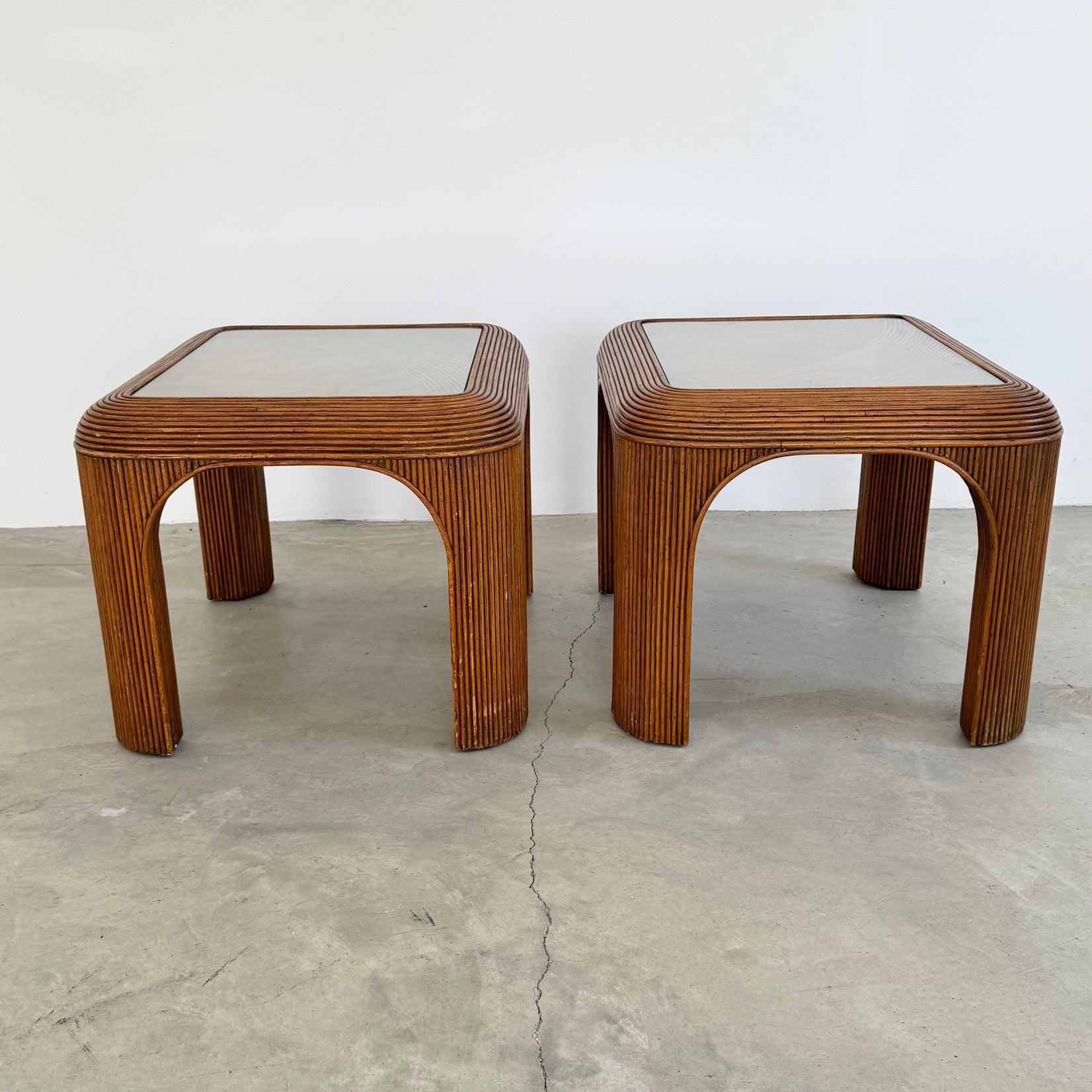 Pair of Pencil Reed Night Side Tables