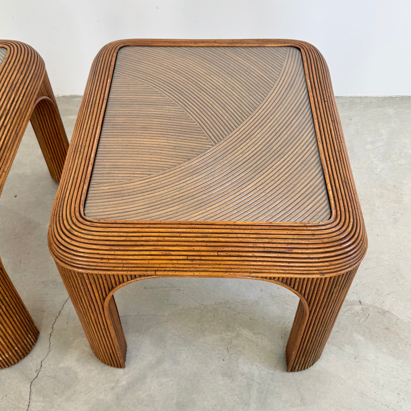 Pair of Pencil Reed Night Side Tables