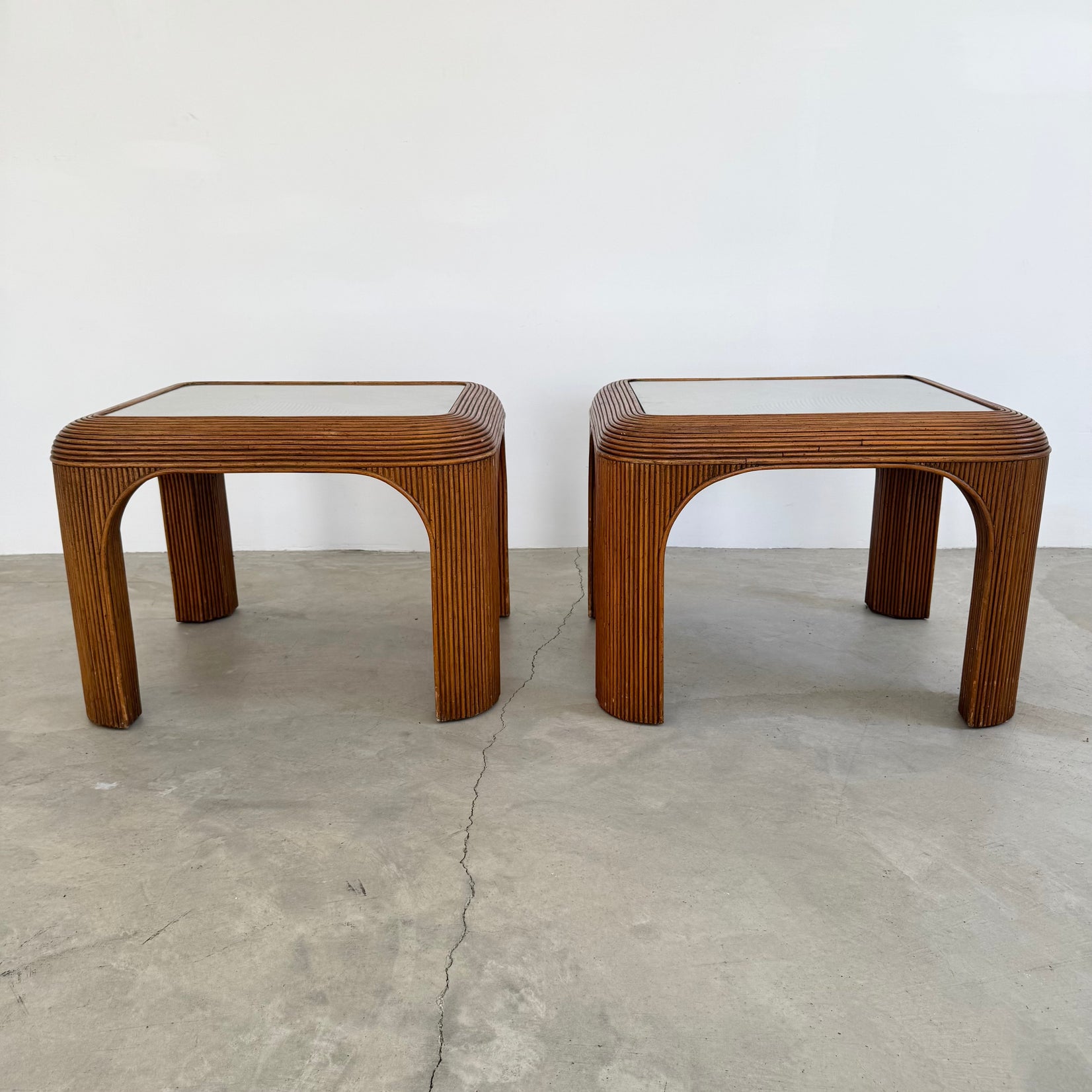 Pair of Pencil Reed Night Side Tables