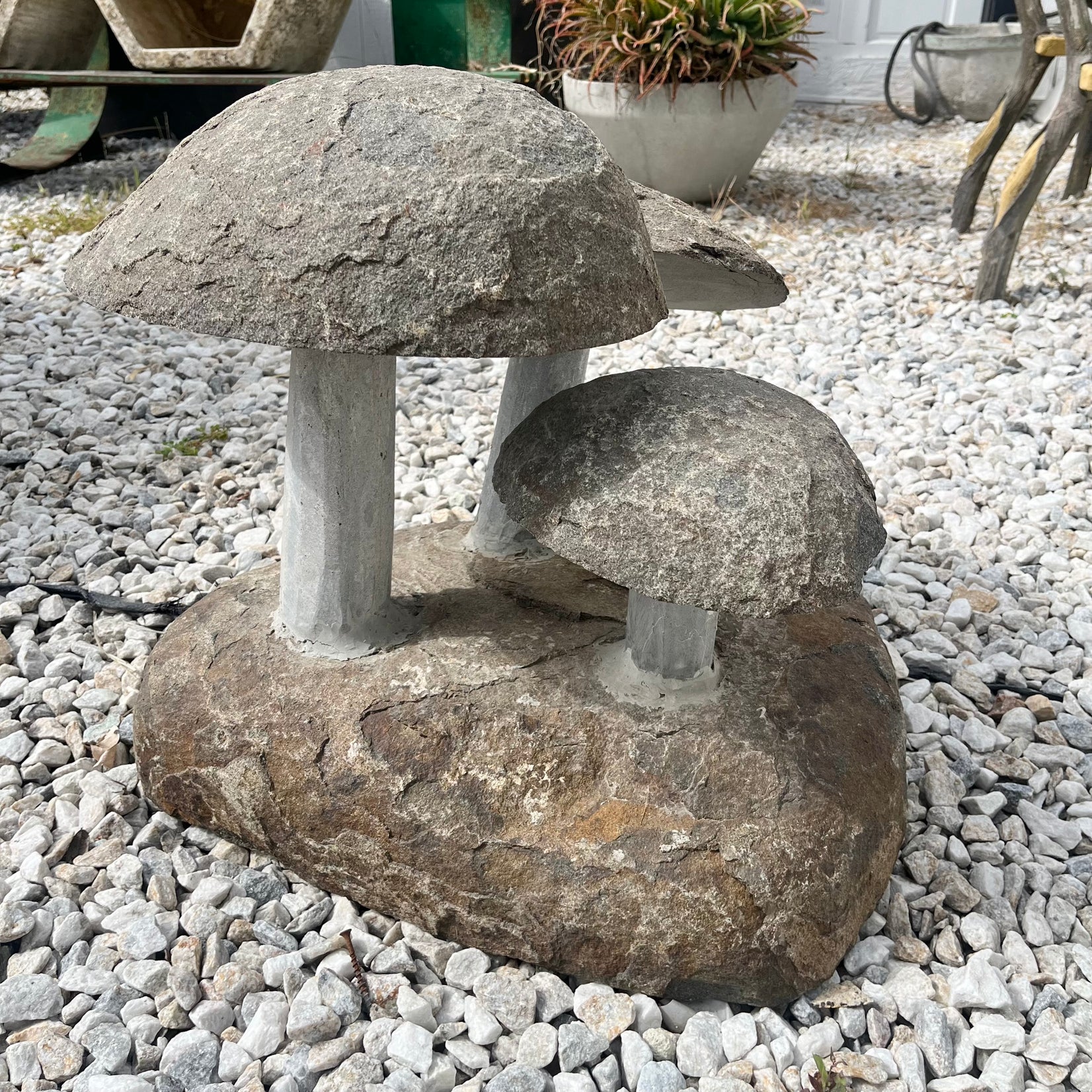 Heavy Sculptural Granite Mushrooms, 1960s France