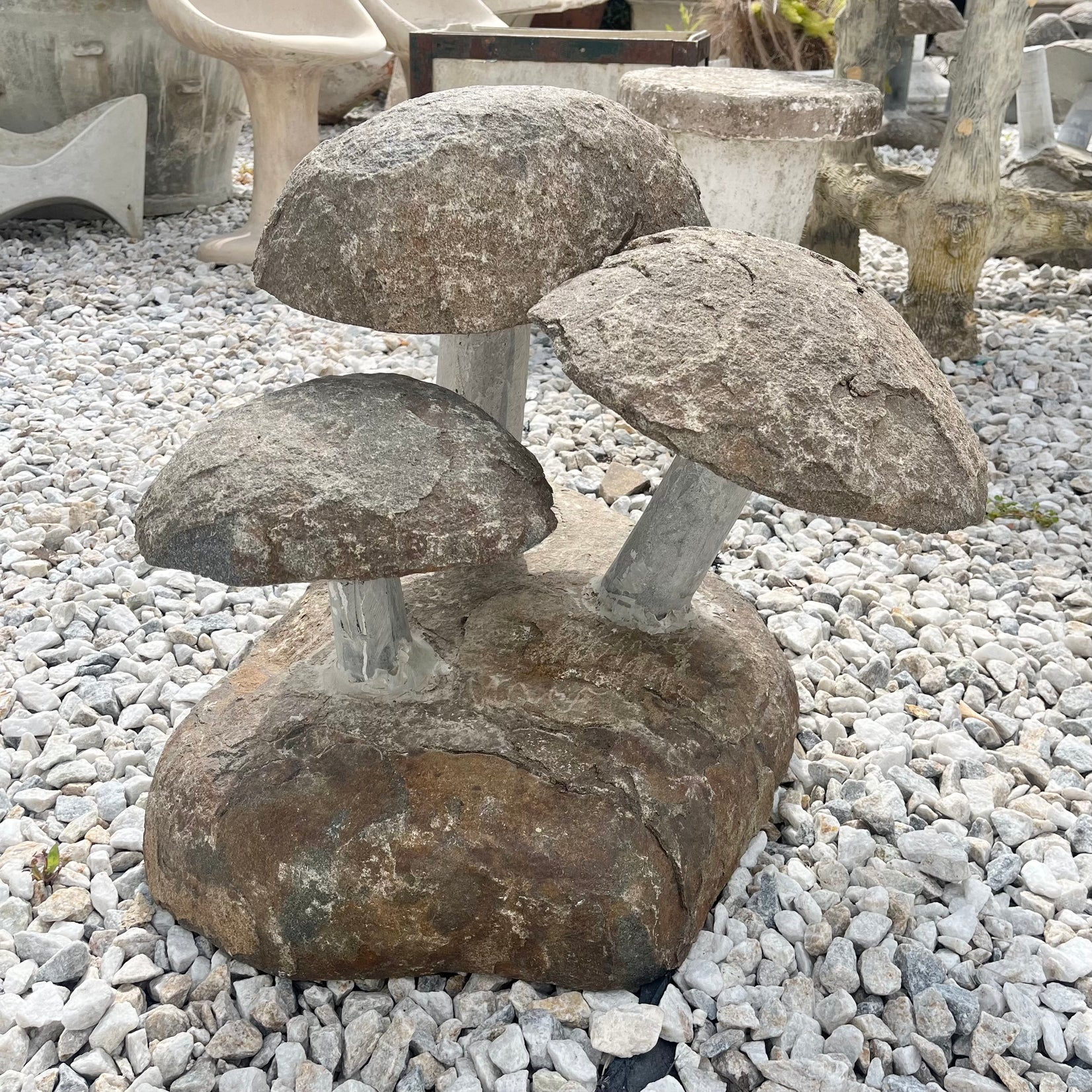 Heavy Sculptural Granite Mushrooms, 1960s France