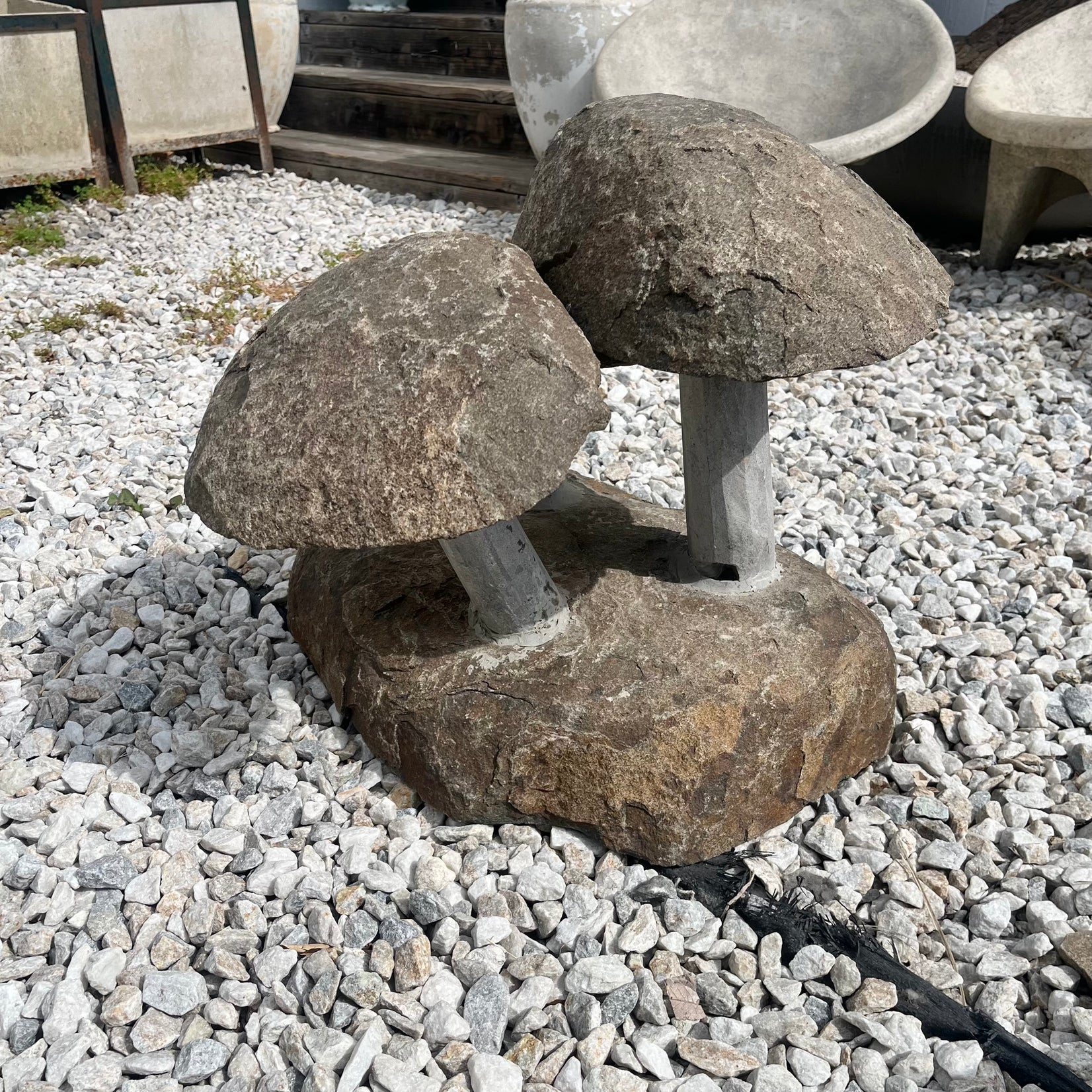Heavy Sculptural Granite Mushrooms, 1960s France
