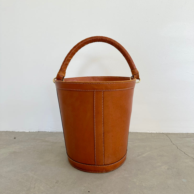 Saddle Leather Waste Basket