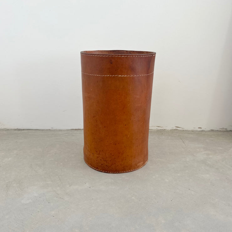 Saddle Leather Waste Basket