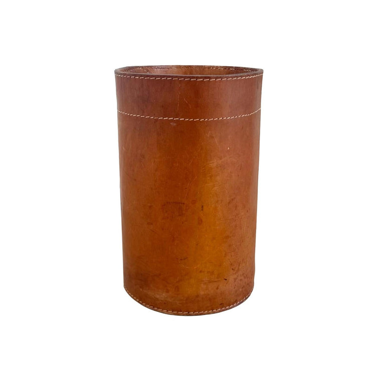 Saddle Leather Waste Basket