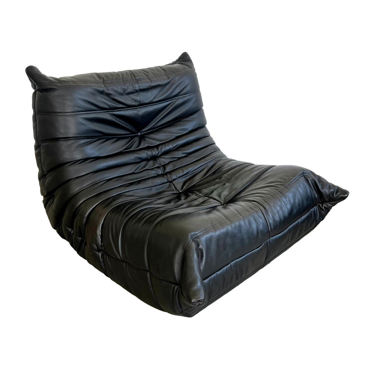 Black leather Fireside Togo Seat