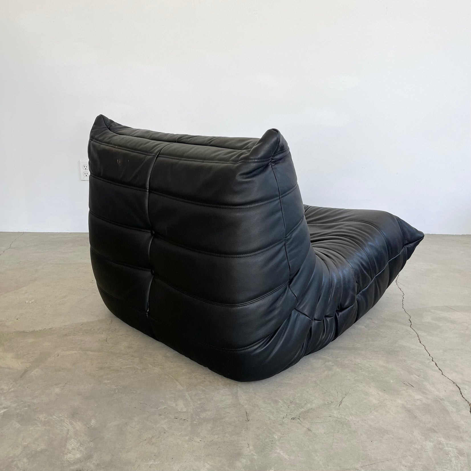 Black leather Fireside Togo Seat