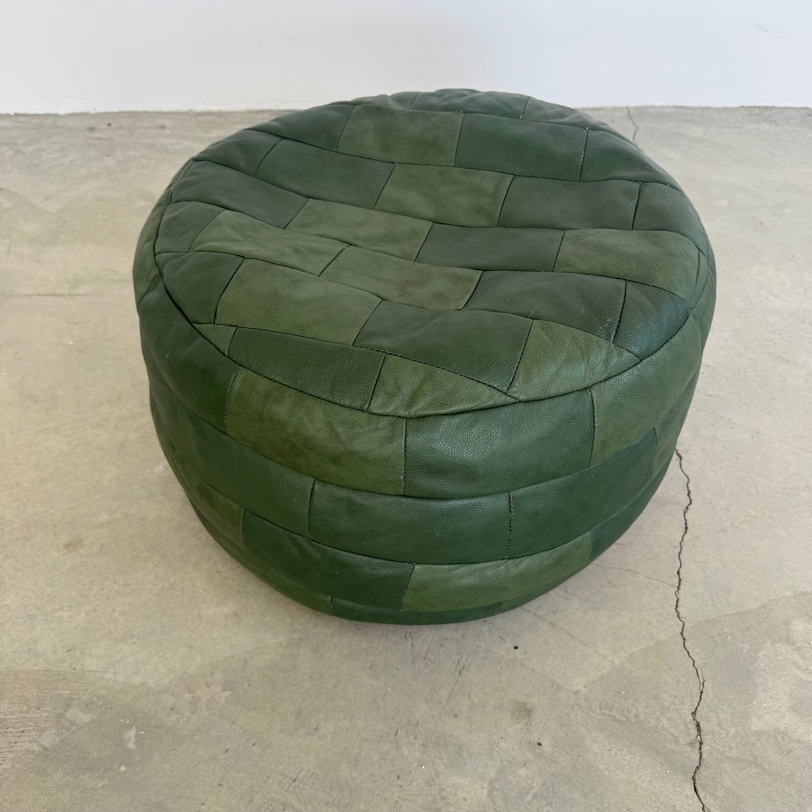 Green Leather Patchwork Ottoman
