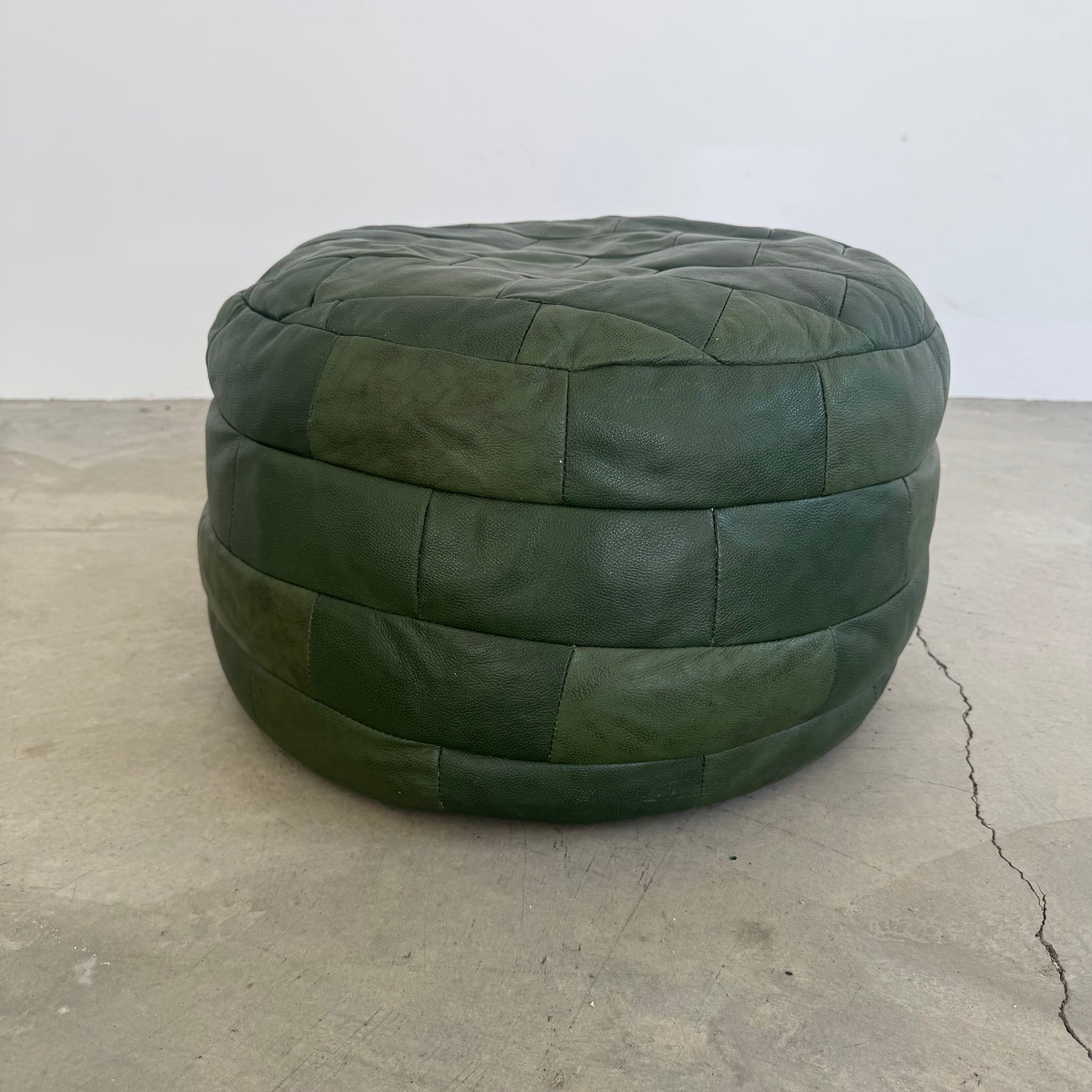 Green Leather Patchwork Ottoman