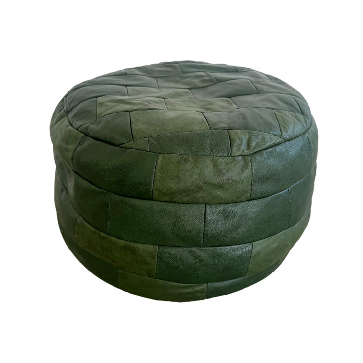Green Leather Patchwork Ottoman