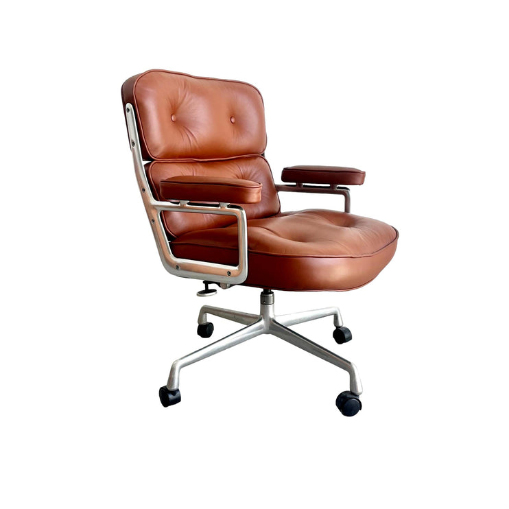 Eames Time Life Chair in Brown Leather for Herman Miller, 1984 USA