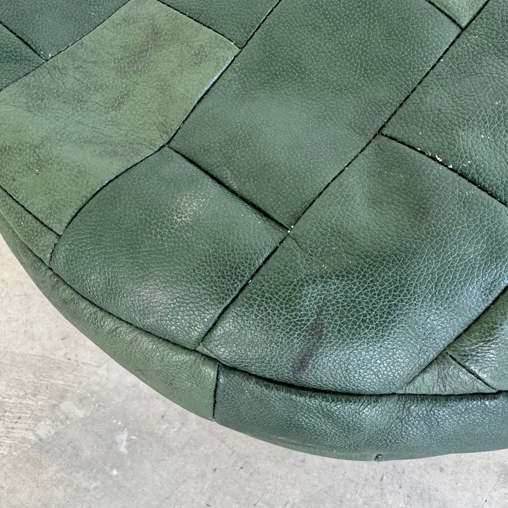 Green Leather Patchwork Ottoman