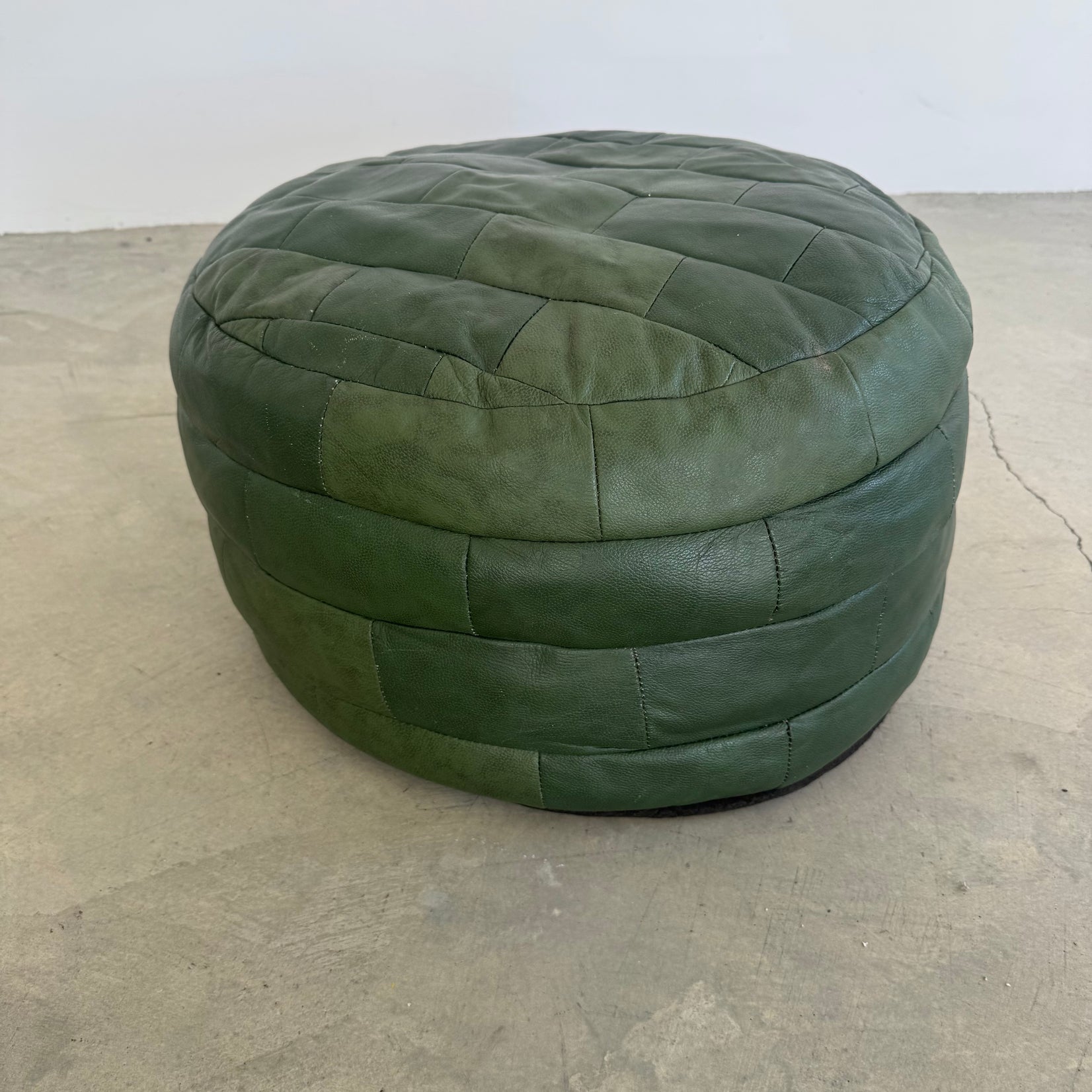 Green Leather Patchwork Ottoman
