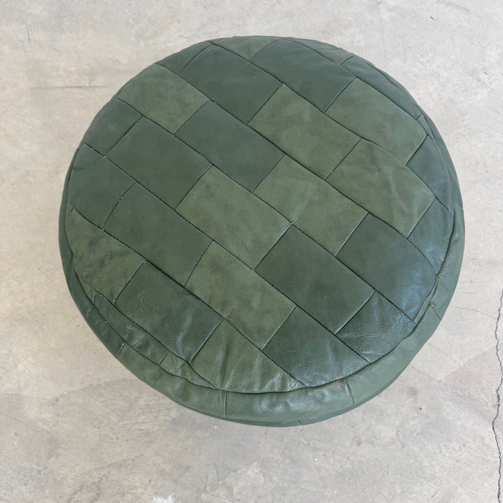 Green Leather Patchwork Ottoman