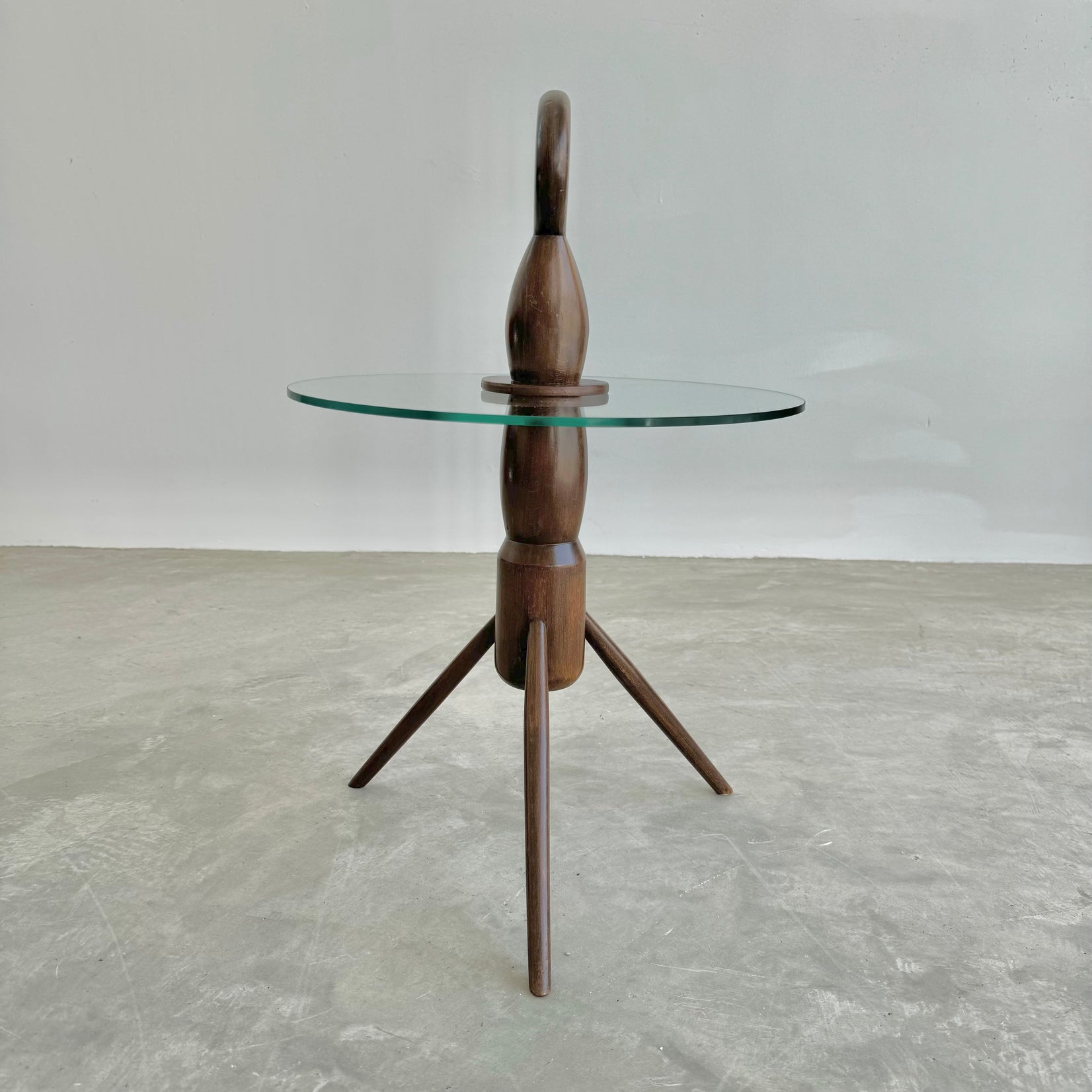 Wood and Glass Tripod Cocktail Table, 1950s Italy