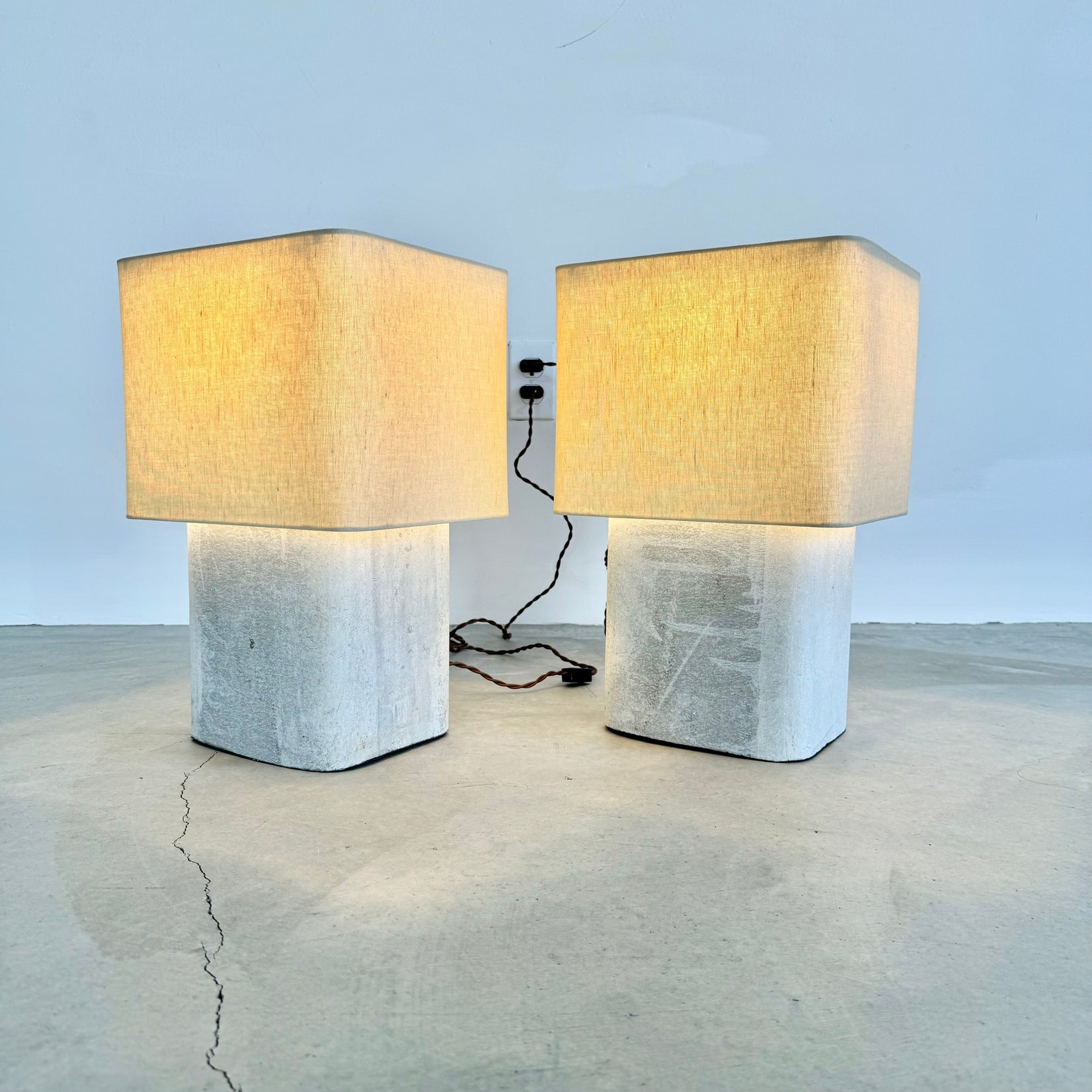 Pair of Willy Guhl Concrete Table Lamps, 1960s Switzerland
