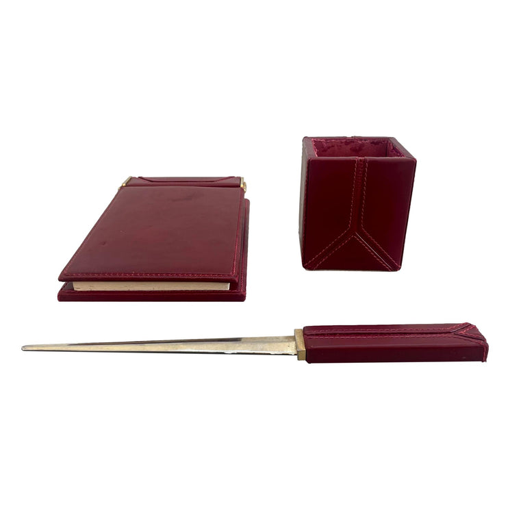 Gucci Red Leather Desk Set, 1980s Italy