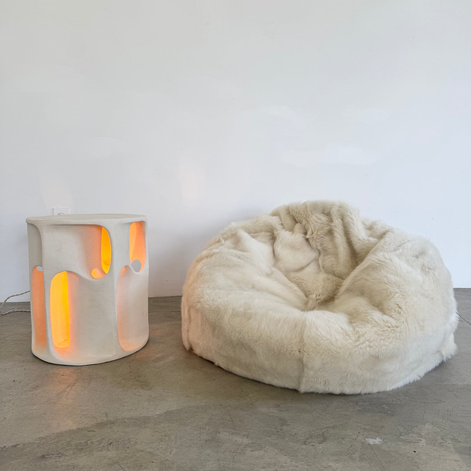 Sculptural Concrete Lamp and Side Table