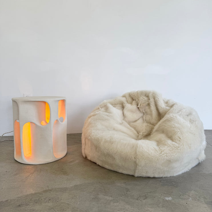 Sculptural Concrete Lamp and Side Table