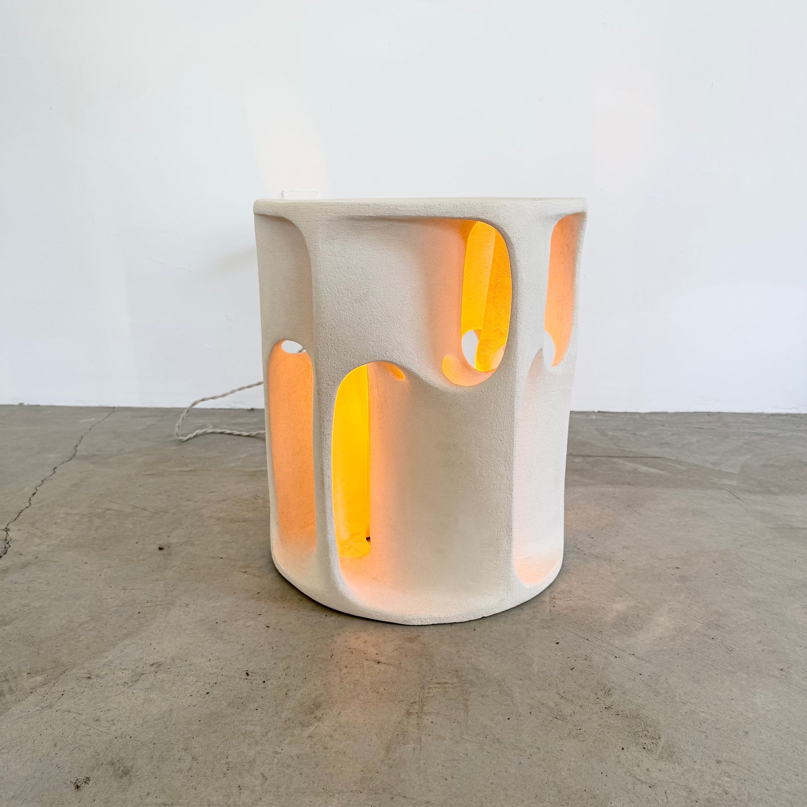 Sculptural Concrete Lamp and Side Table