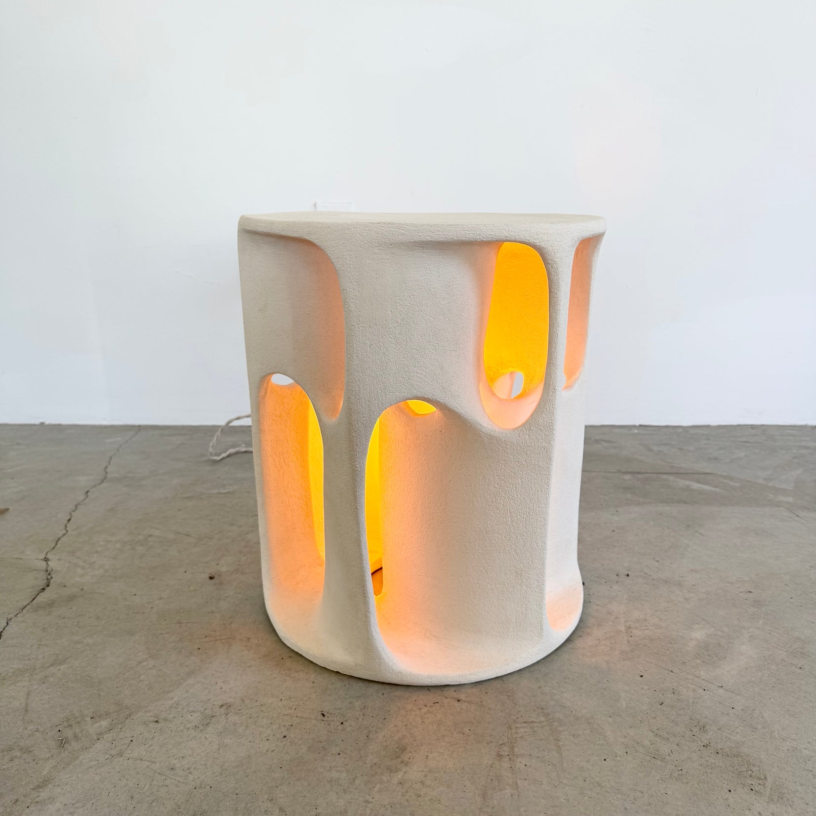 Sculptural Concrete Lamp and Side Table