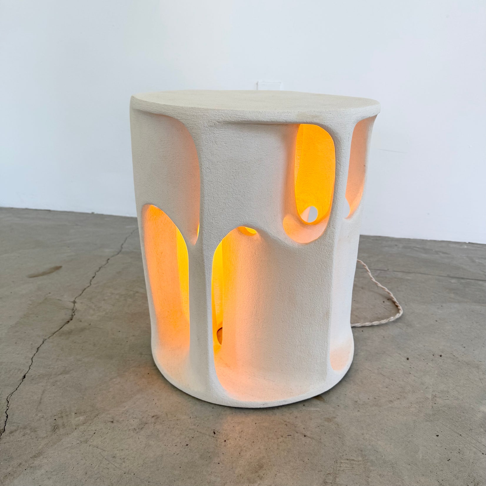 Sculptural Concrete Lamp and Side Table
