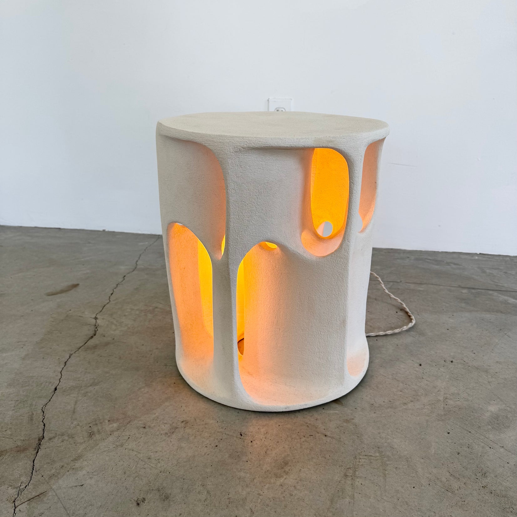 Sculptural Concrete Lamp and Side Table