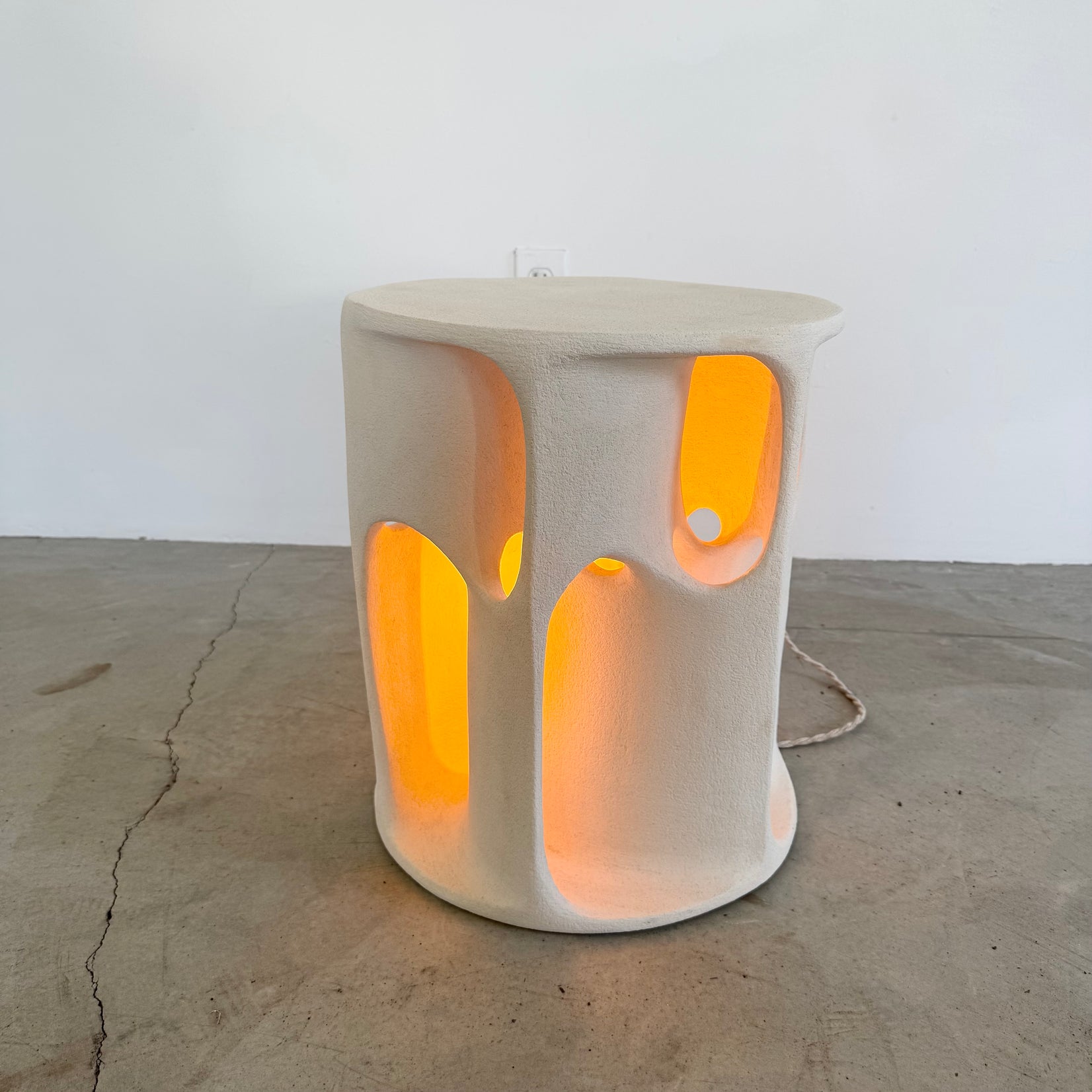 Sculptural Concrete Lamp and Side Table