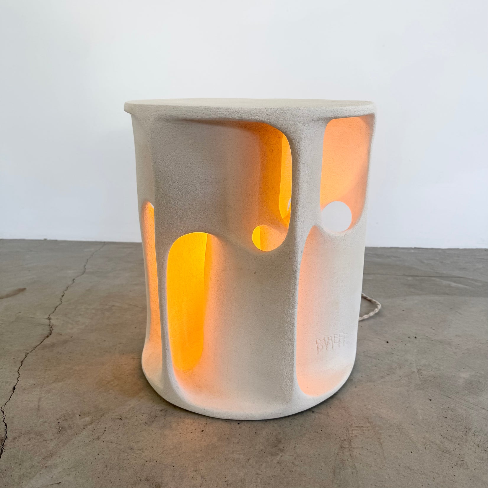 Sculptural Concrete Lamp and Side Table