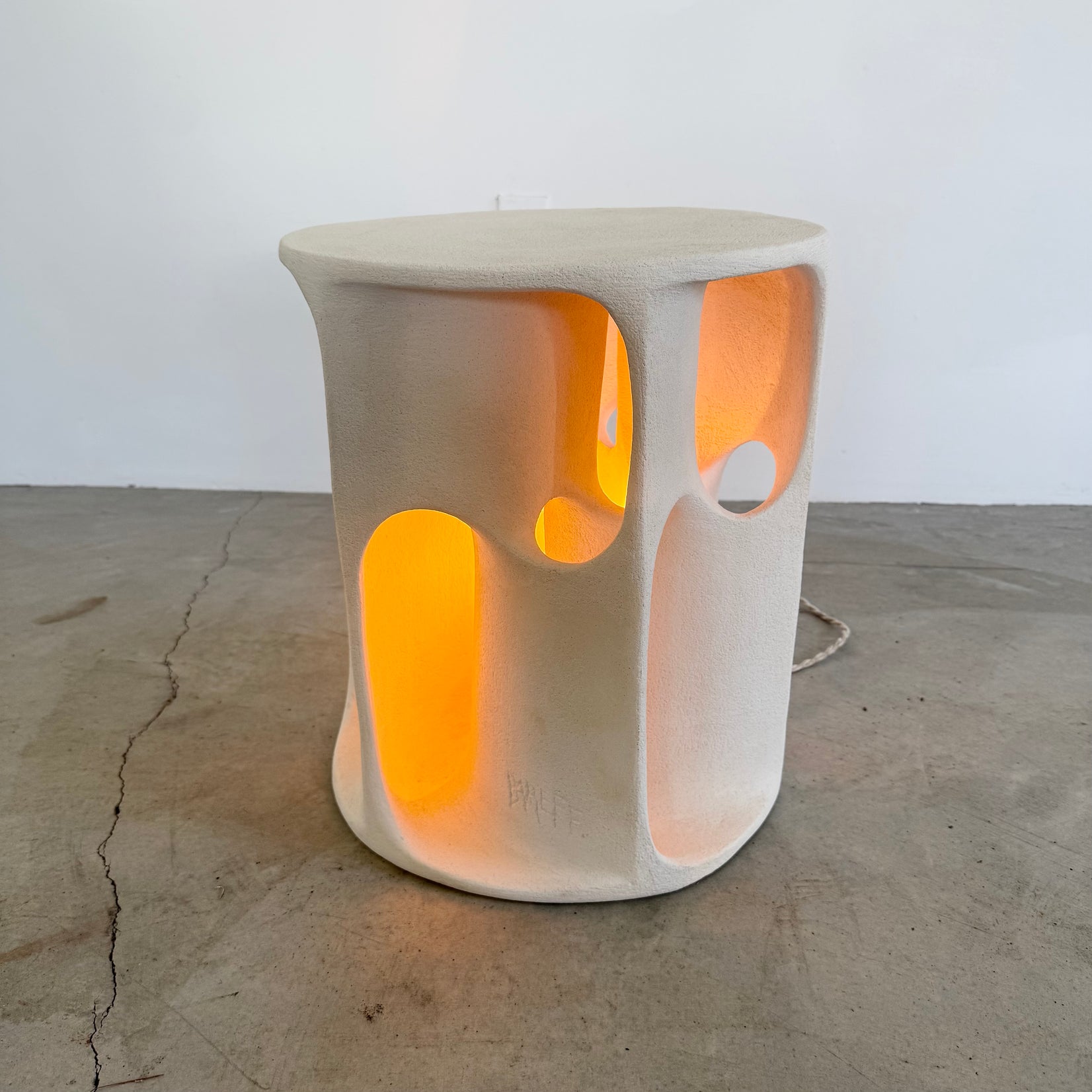 Sculptural Concrete Lamp and Side Table
