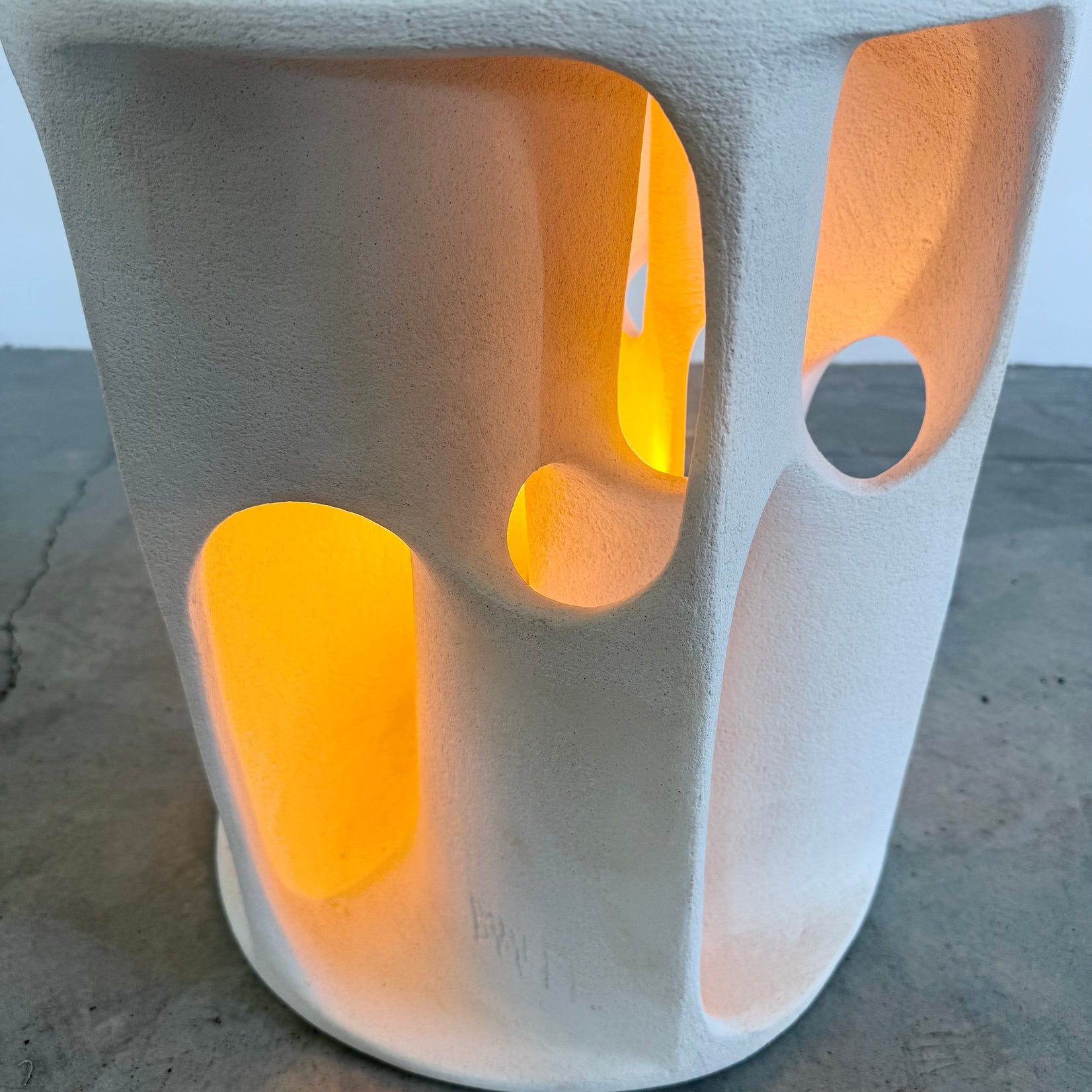 Sculptural Concrete Lamp and Side Table