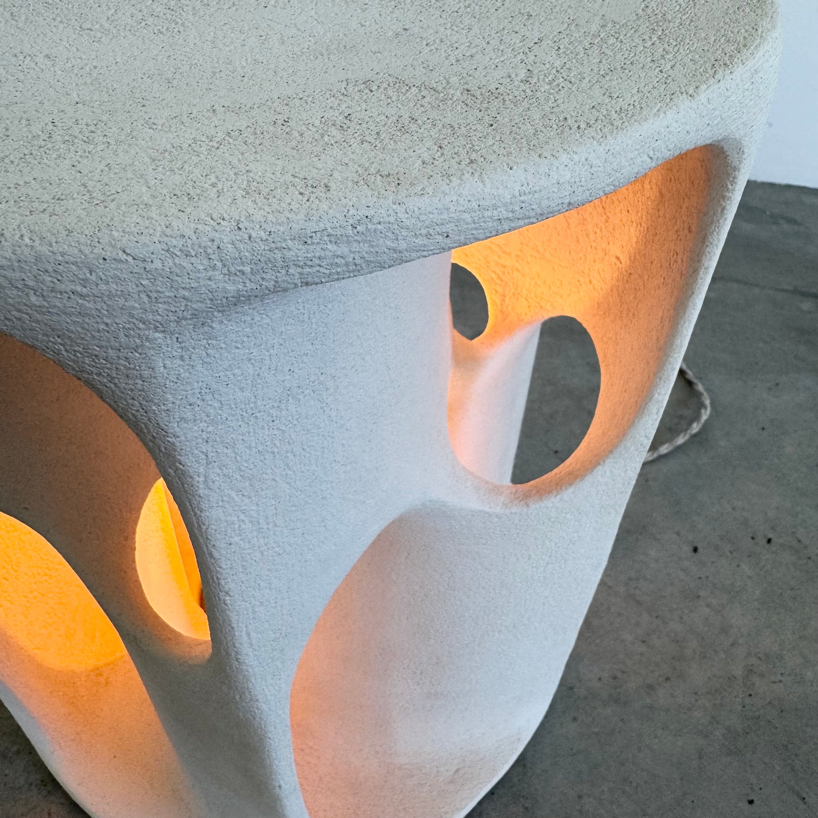 Sculptural Concrete Lamp and Side Table