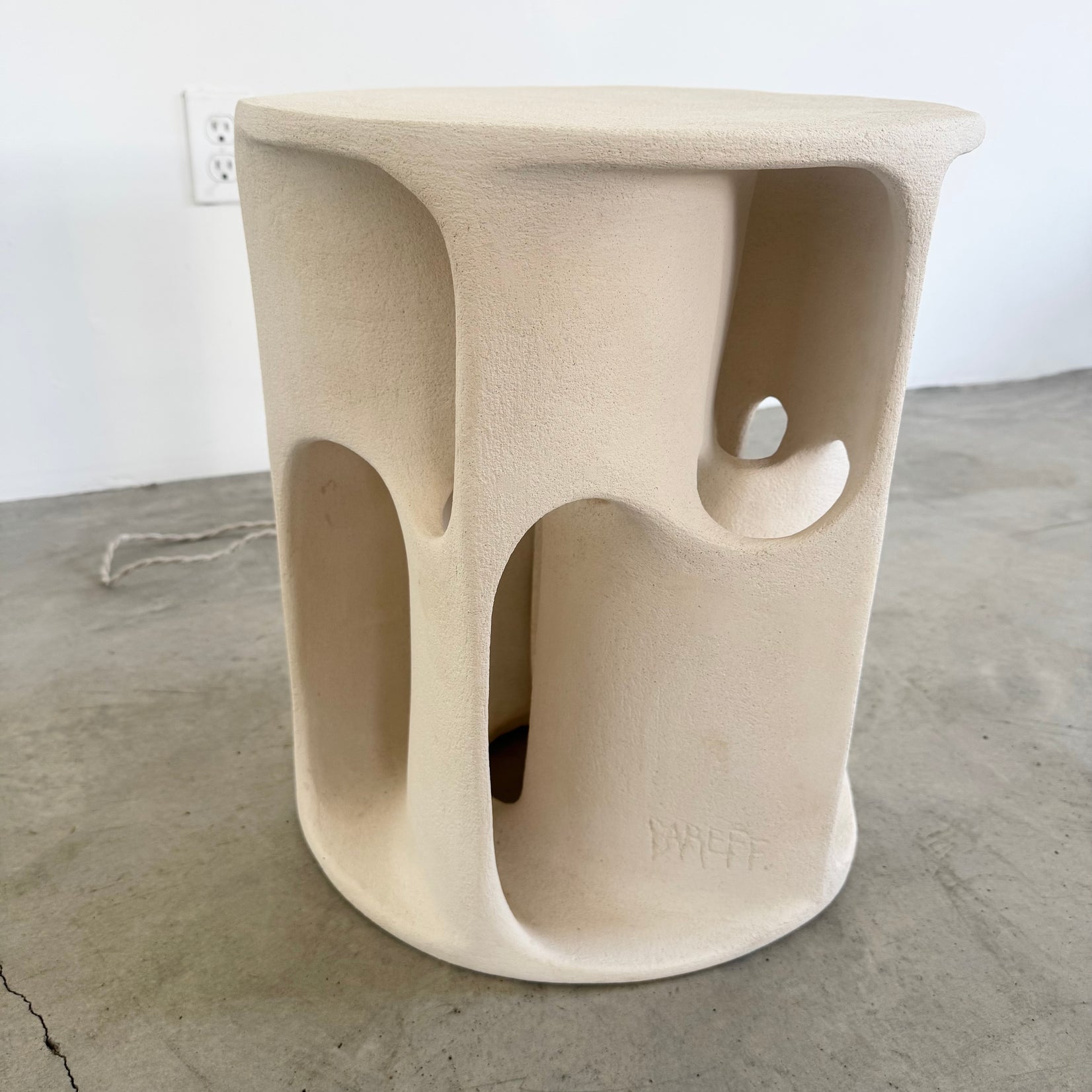 Sculptural Concrete Lamp and Side Table