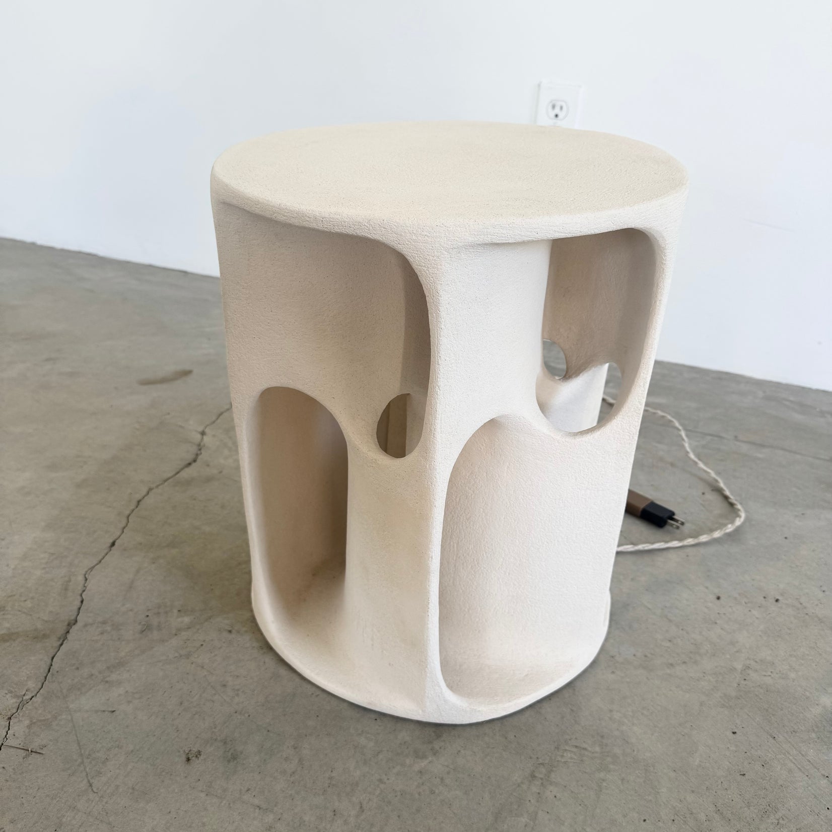 Sculptural Concrete Lamp and Side Table