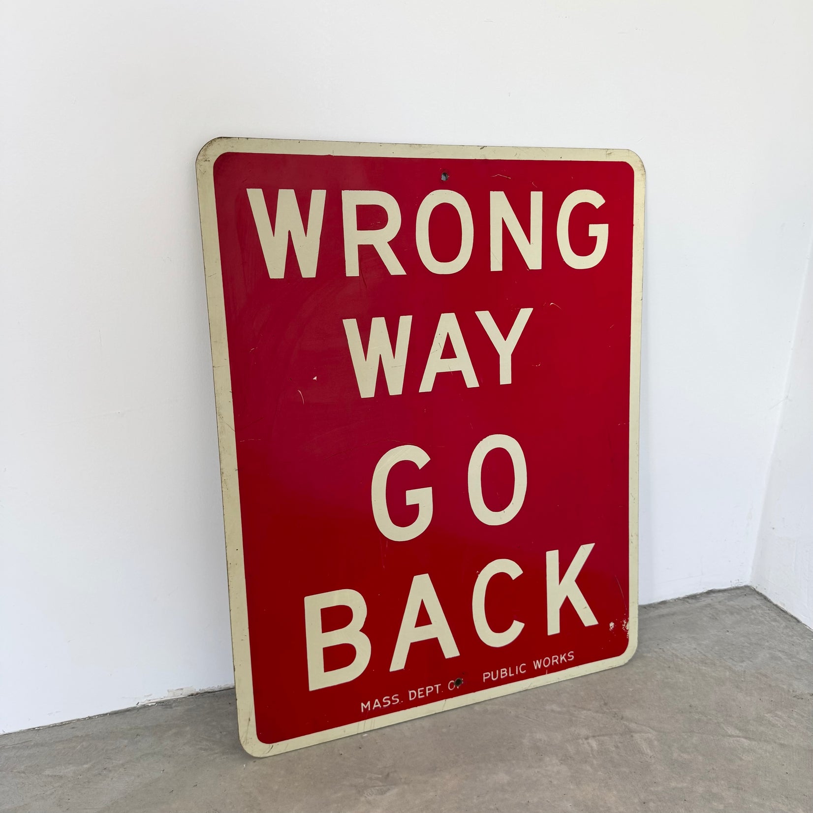 Wrong Way Go Back Metal Street Sign
