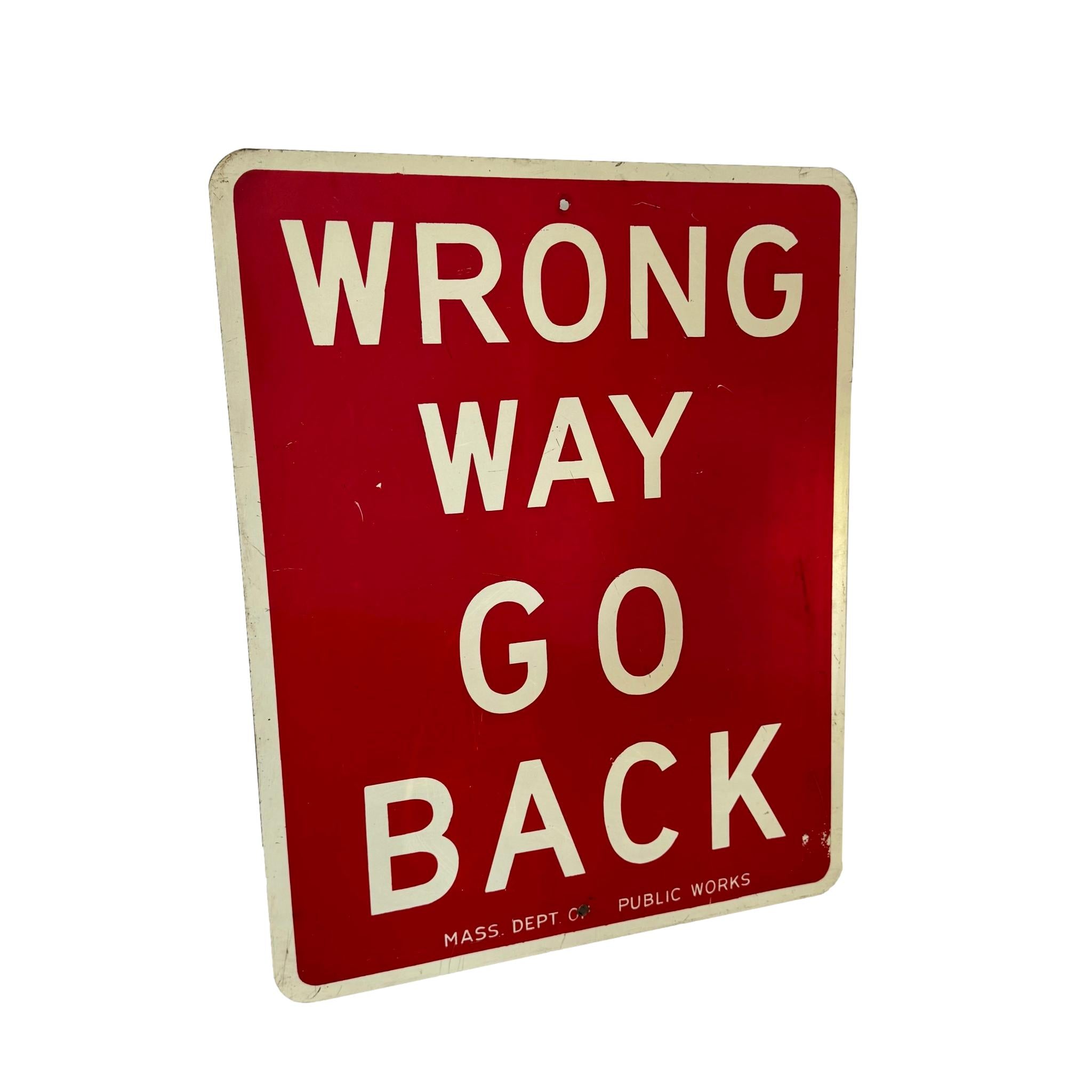 Wrong Way Go Back Metal Street Sign