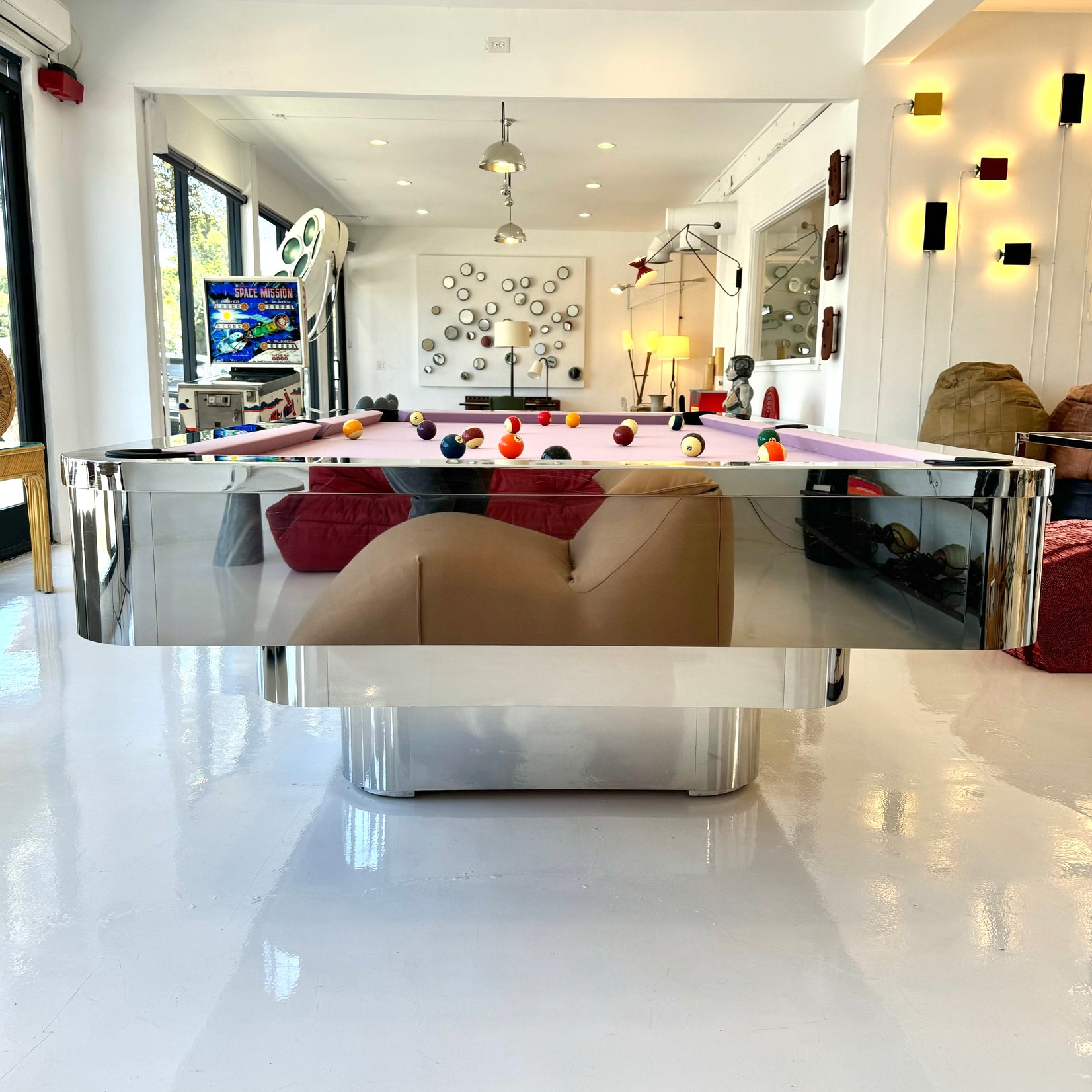 Custom Polished Chrome Pool Table by Merit