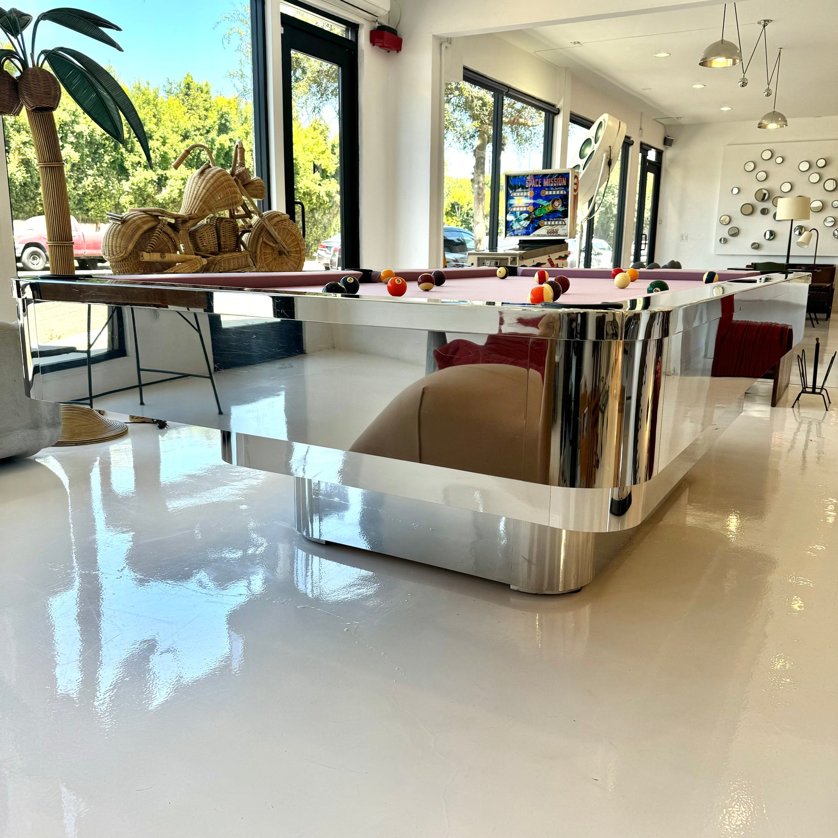 Custom Polished Chrome Pool Table by Merit