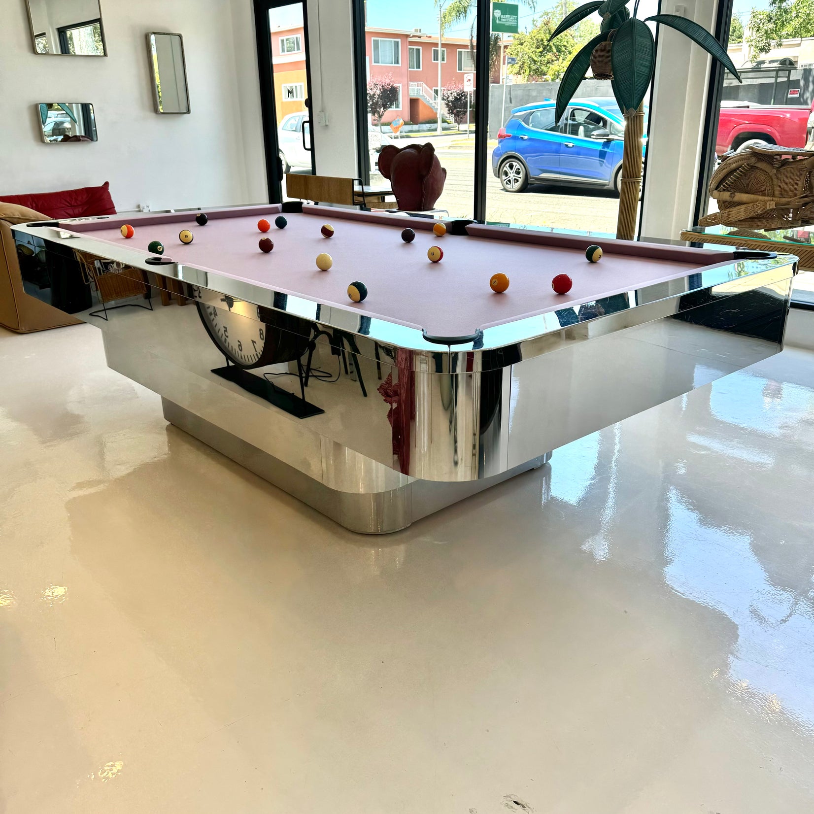 Custom Polished Chrome Pool Table by Merit