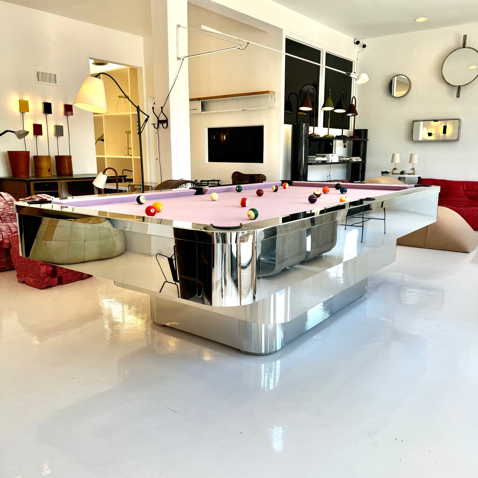 Custom Polished Chrome Pool Table by Merit