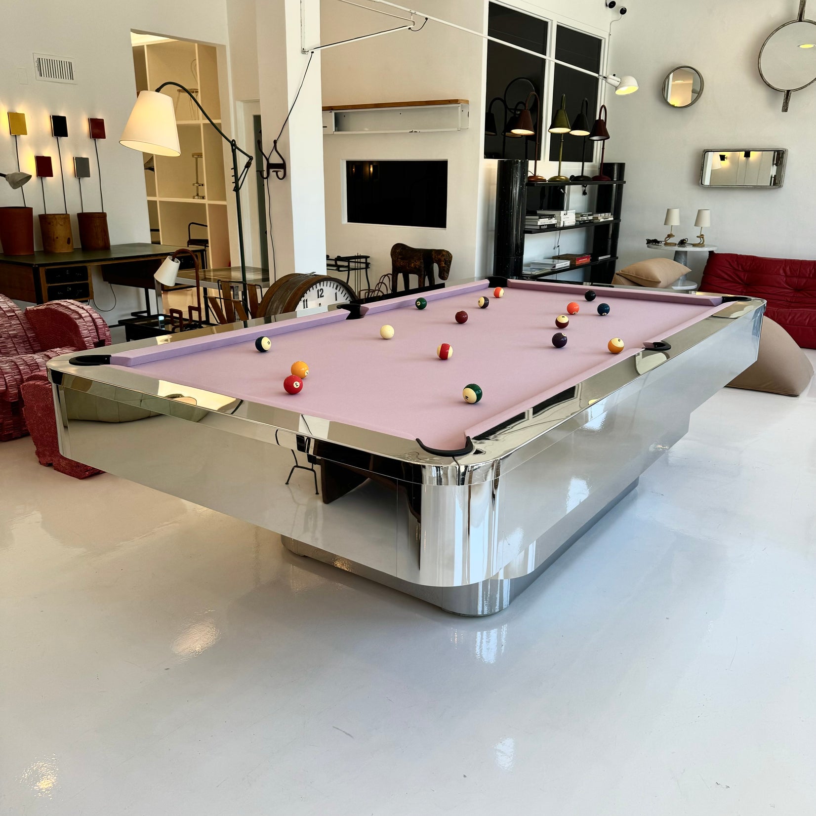 Custom Polished Chrome Pool Table by Merit