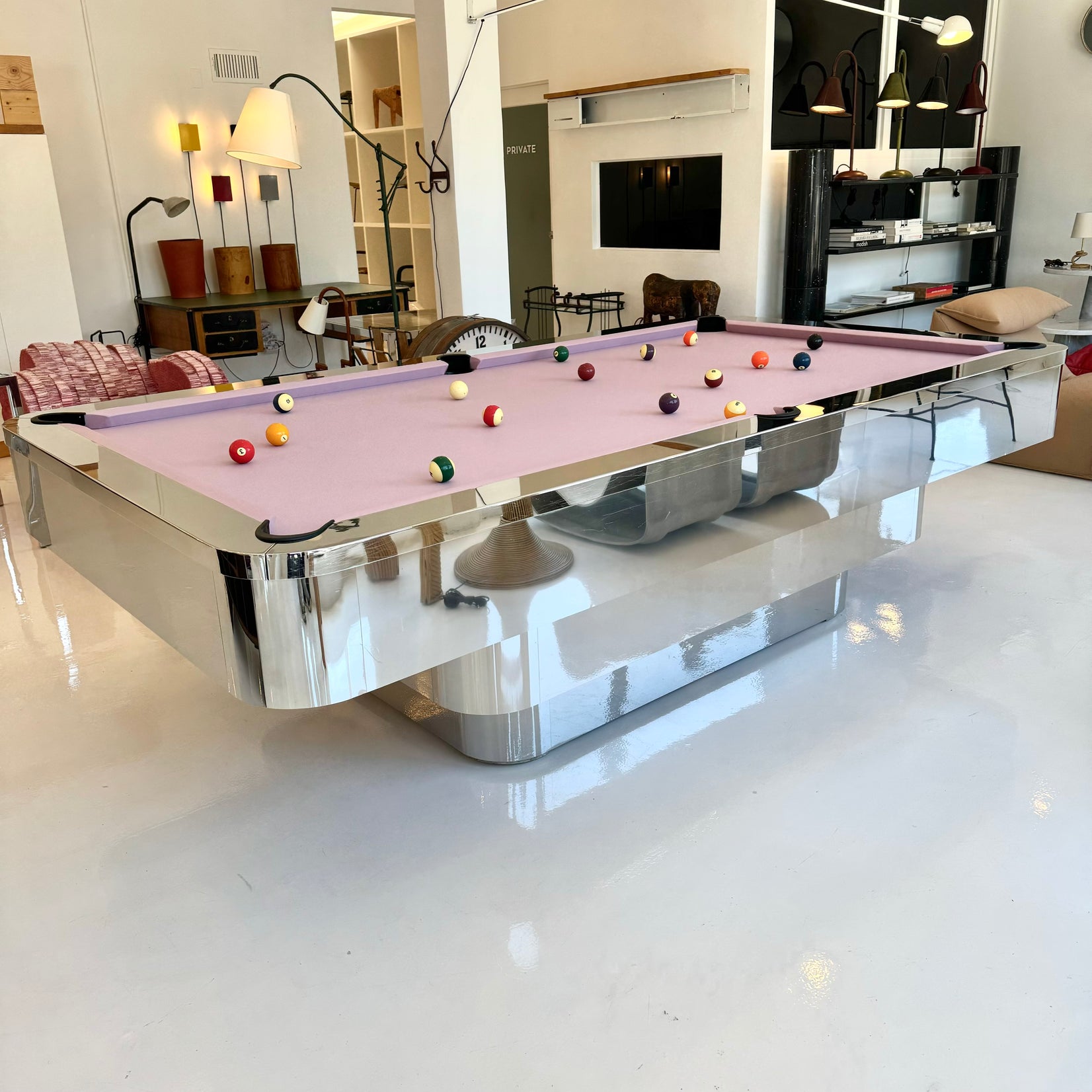 Custom Polished Chrome Pool Table by Merit